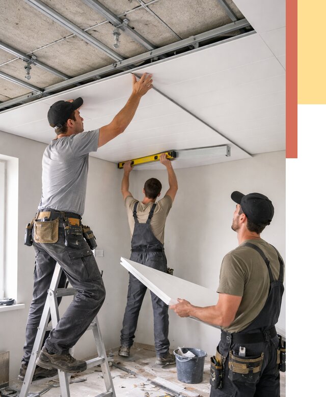 Монтаж потолка из ПВХ панелей в Дивногорске от 3539 руб./м2 — быстро и недорого | ОТДЕЛОЧНИК-Двн