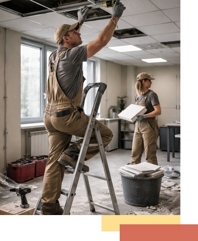 Ремонт потолка Армстронг и замена плит в Дивногорске