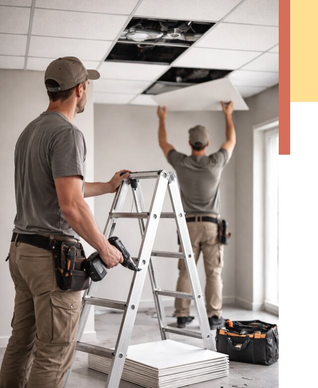 Обслуживание подвесного потолка в Дивногорске от 3539 руб. — быстро и недорого | ОТДЕЛОЧНИК-Двн