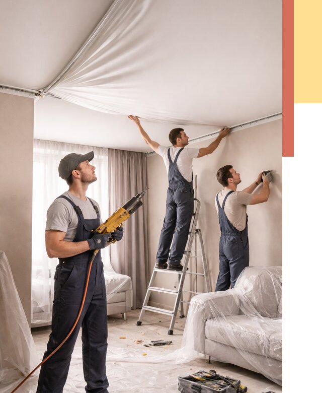 Установка натяжного потолка в Дивногорске от 4550 руб. | Быстро и недорого — ОТДЕЛОЧНИК-Двн