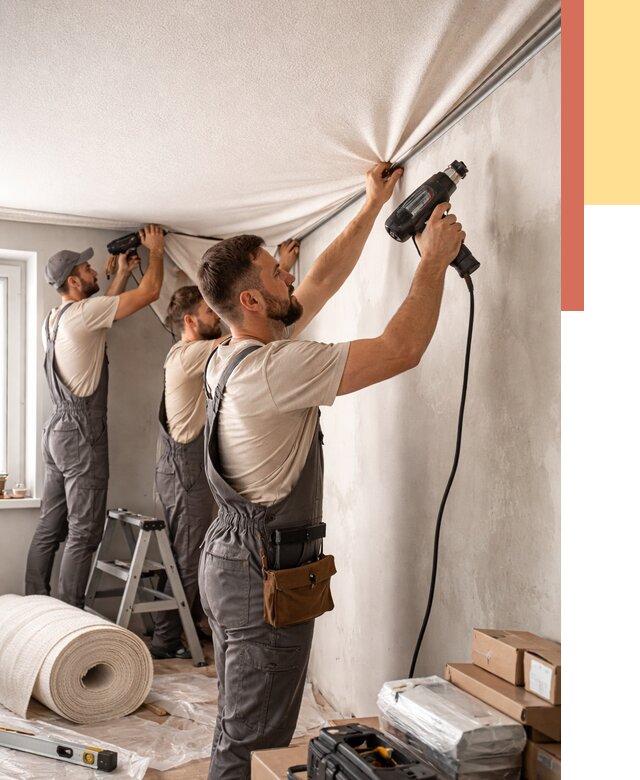 Монтаж фактурного натяжного потолка в Дивногорске от 758 руб. — ОТДЕЛОЧНИК-Двн