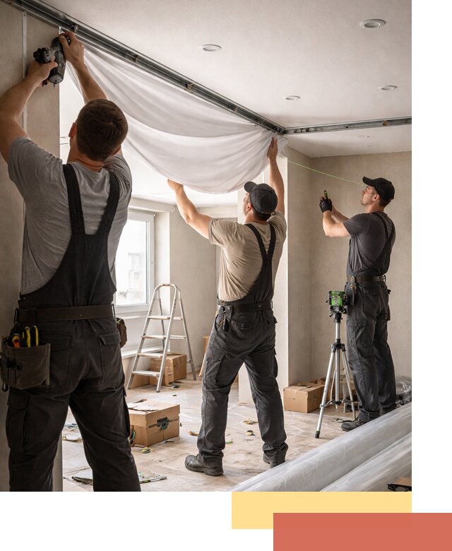 Монтаж парящего натяжного потолка под ключ в Дивногорске