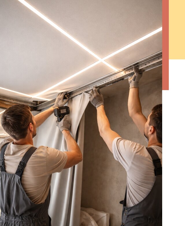 Монтаж натяжного потолка со световыми линиями в Дивногорске от 1213 руб. | ОТДЕЛОЧНИК-Двн