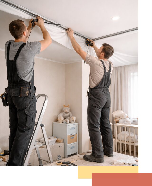 Монтаж натяжного потолка в детской комнате в Дивногорске