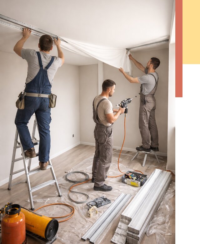 Монтаж натяжного потолка в студии в Дивногорске от 5561 руб. — быстро и недорого | ОТДЕЛОЧНИК-Двн