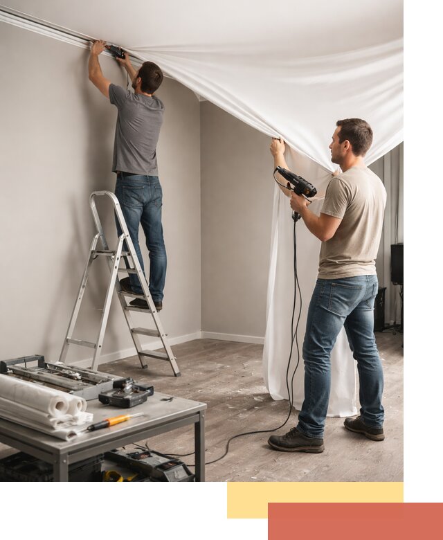 Монтаж натяжного потолка в студии в Дивногорске