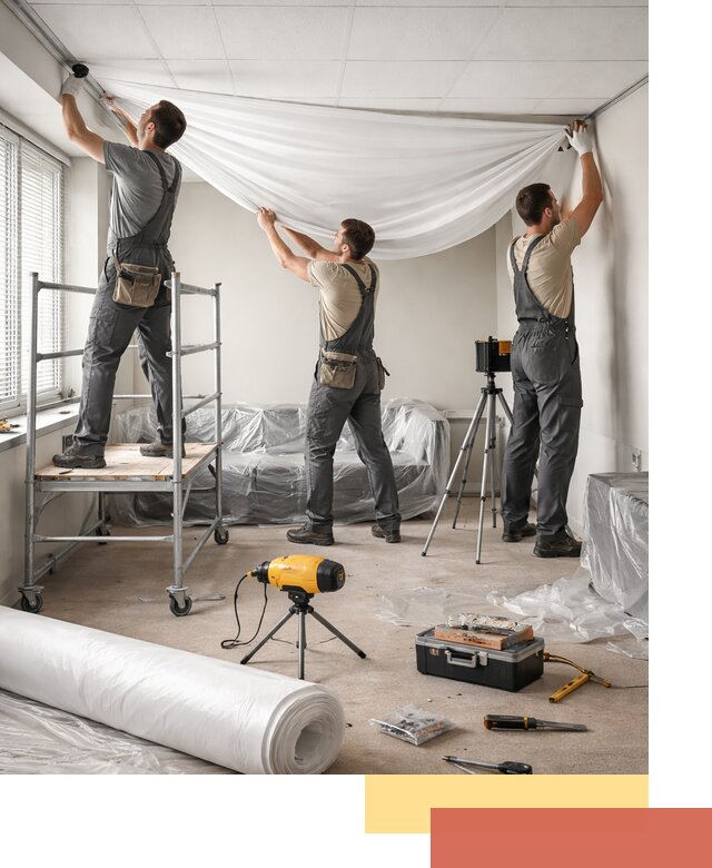 Монтаж натяжного потолка в офисе в Дивногорске