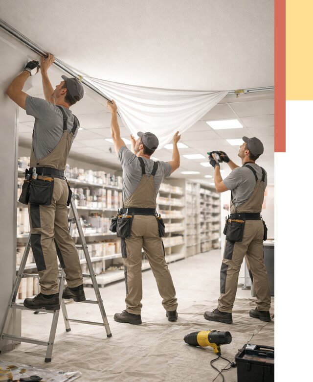 Монтаж натяжного потолка в магазине в Дивногорске от 4550 руб. быстро и недорого | ОТДЕЛОЧНИК-Двн