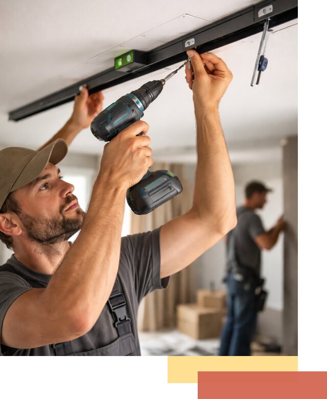 Установка трековых светильников в натяжной потолок в Дивногорске