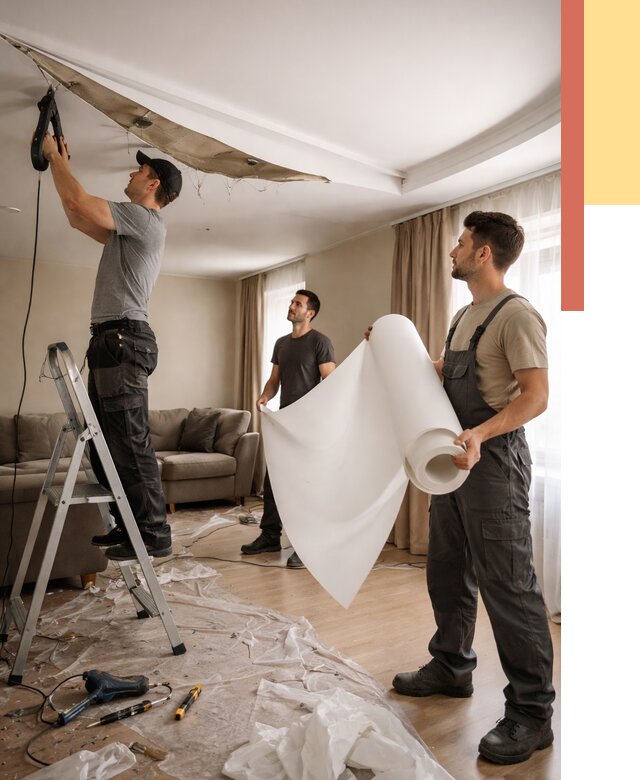 Замена полотна натяжного потолка в Дивногорске от 9605 руб. быстро и недорого | ОТДЕЛОЧНИК-Двн