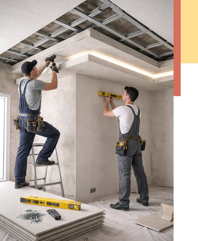 Двухуровневый потолок из гипсокартона в Дивногорске от 1466 руб. под ключ | ОТДЕЛОЧНИК-Двн