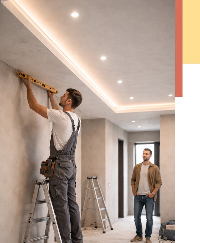 Потолок из гипсокартона с подсветкой в Дивногорске от 758 руб./м2 под ключ | ОТДЕЛОЧНИК-Двн