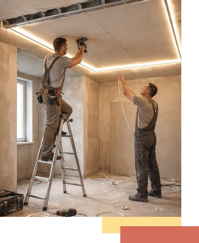 Потолок из гипсокартона с подсветкой в Дивногорске