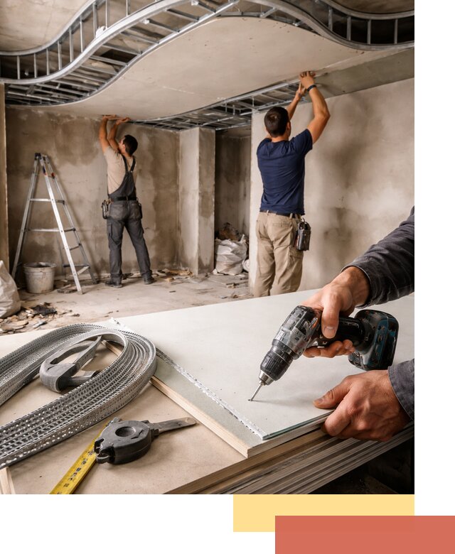 Криволинейный потолок из гипсокартона в Дивногорске — монтаж и отделка