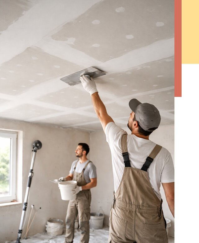 Шпаклевка потолка из гипсокартона в Дивногорске от 3235 руб./м2 — услуги под ключ | ОТДЕЛОЧНИК-Двн