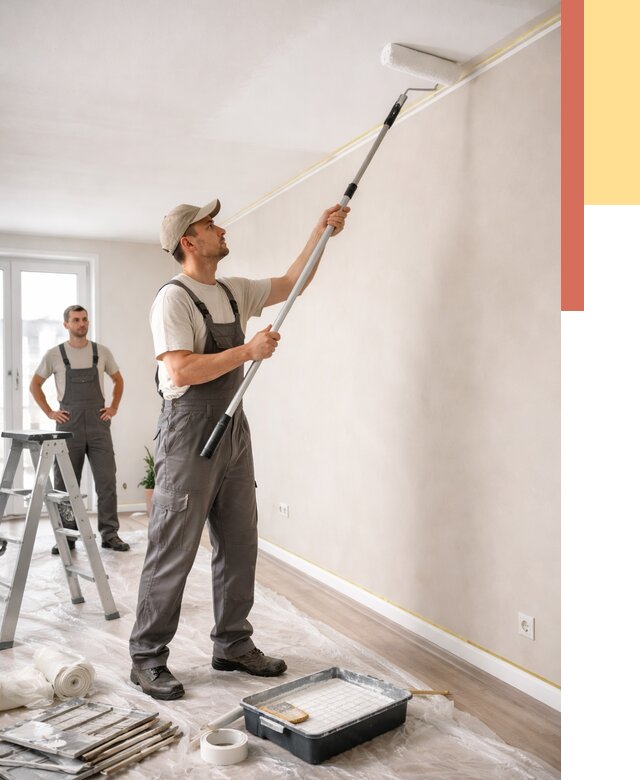 Покраска потолка из гипсокартона в Дивногорске от 4550 руб./м2 — услуги под ключ | ОТДЕЛОЧНИК-Двн